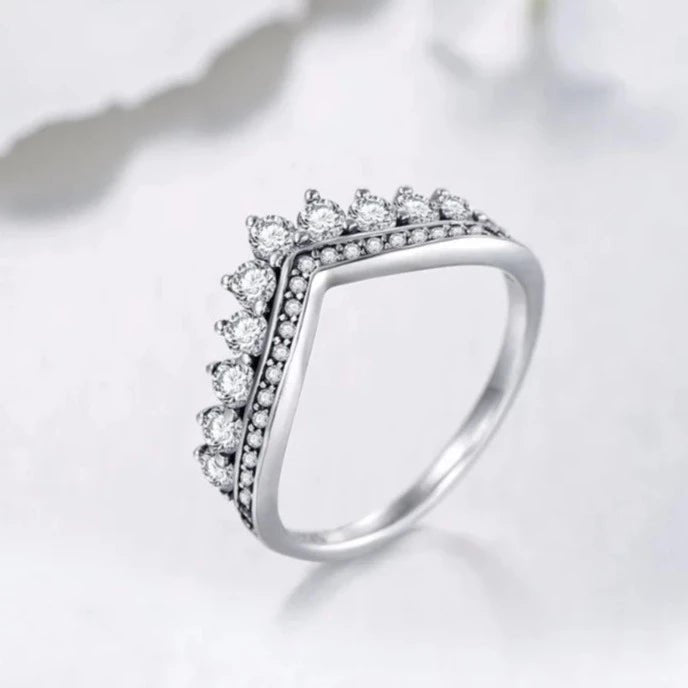 Silver Sparkle Crown Ring - Zafinne Jewelry