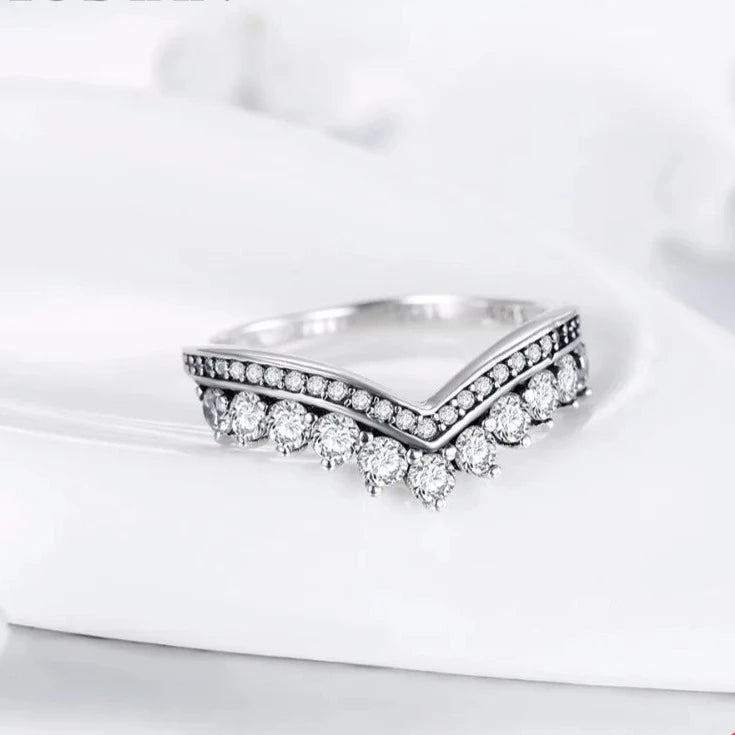 Silver Sparkle Crown Ring - Zafinne Jewelry