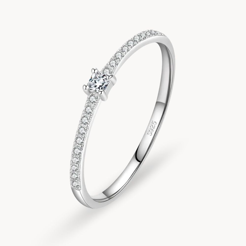 Silver Square Crystal Ring - Zafinne Jewelry