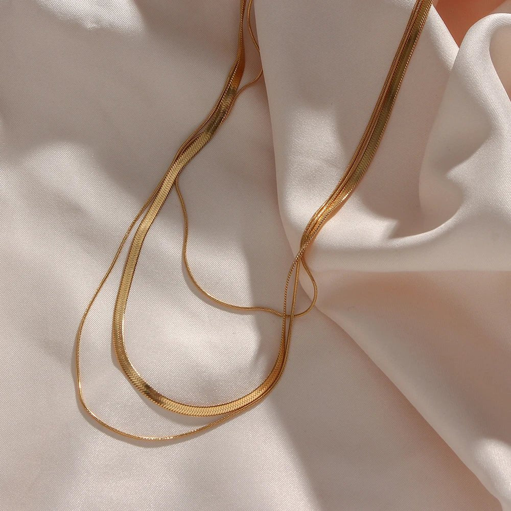 Snake Layering Necklace - Zafinne Jewelry