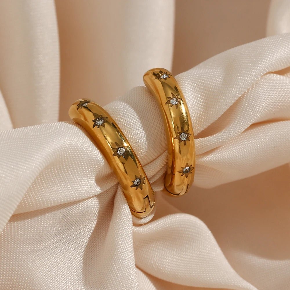 Stars Hoop Earrings - Zafinne Jewelry