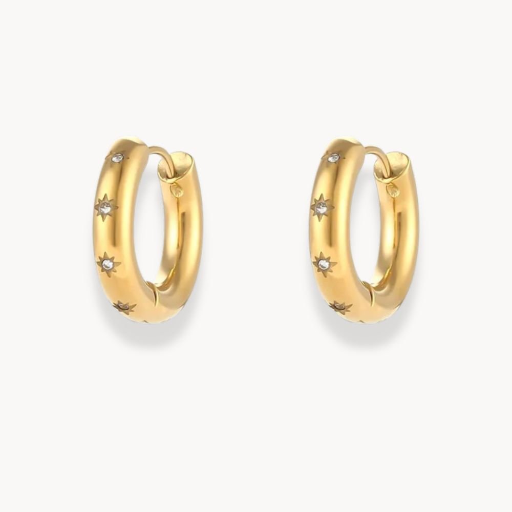 Stars Hoop Earrings - Zafinne Jewelry