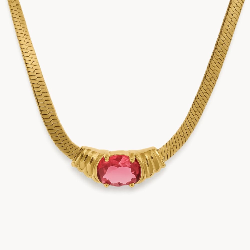 Stone Snake Chain Necklace - Zafinne Jewelry