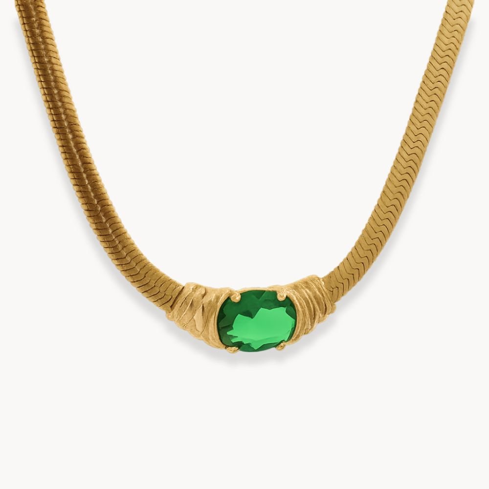 Stone Snake Chain Necklace - Zafinne Jewelry