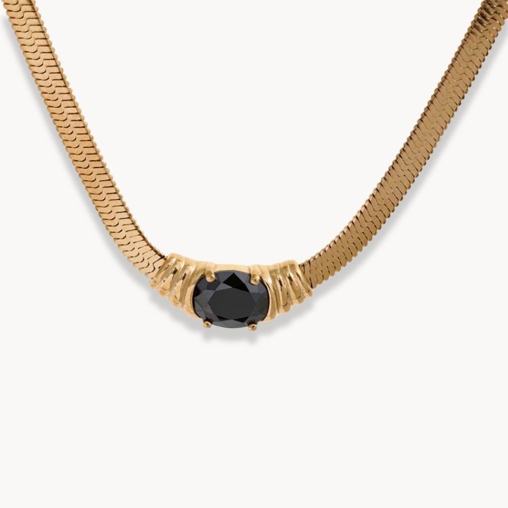Stone Snake Chain Necklace - Zafinne Jewelry