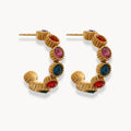 Stones Half Hoop Earrings - Zafinne Jewelry