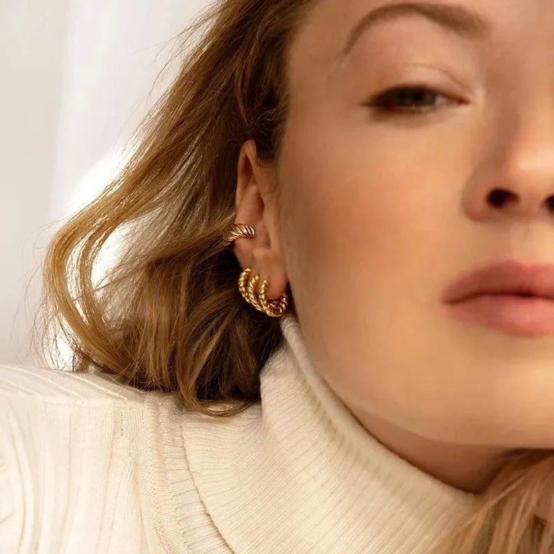 Twisted Hoop Earrings - Zafinne Jewelry