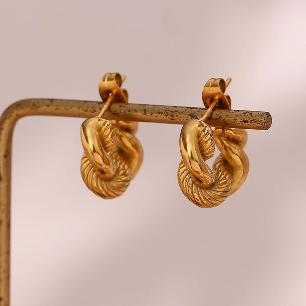 Twisted Hoop Earrings Gold - Zafinne Jewelry