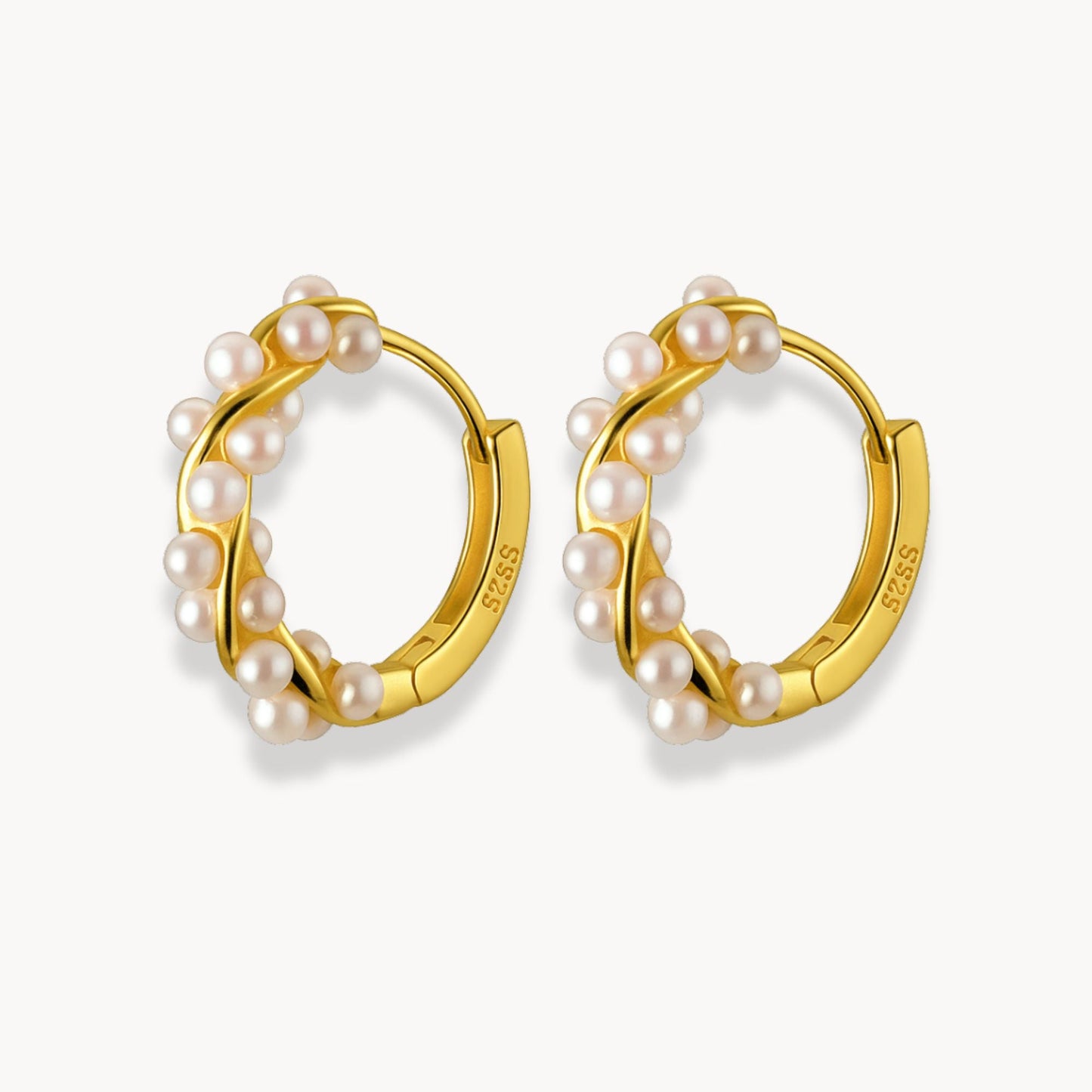 Twisted Pearl Hoop Earrings - Zafinne Jewelry