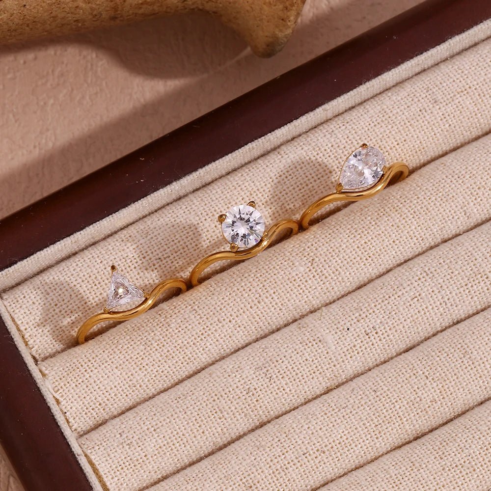 Vera Trillion Twist Ring - Zafinne Jewelry