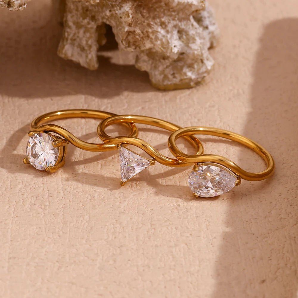 Vera Trillion Twist Ring - Zafinne Jewelry