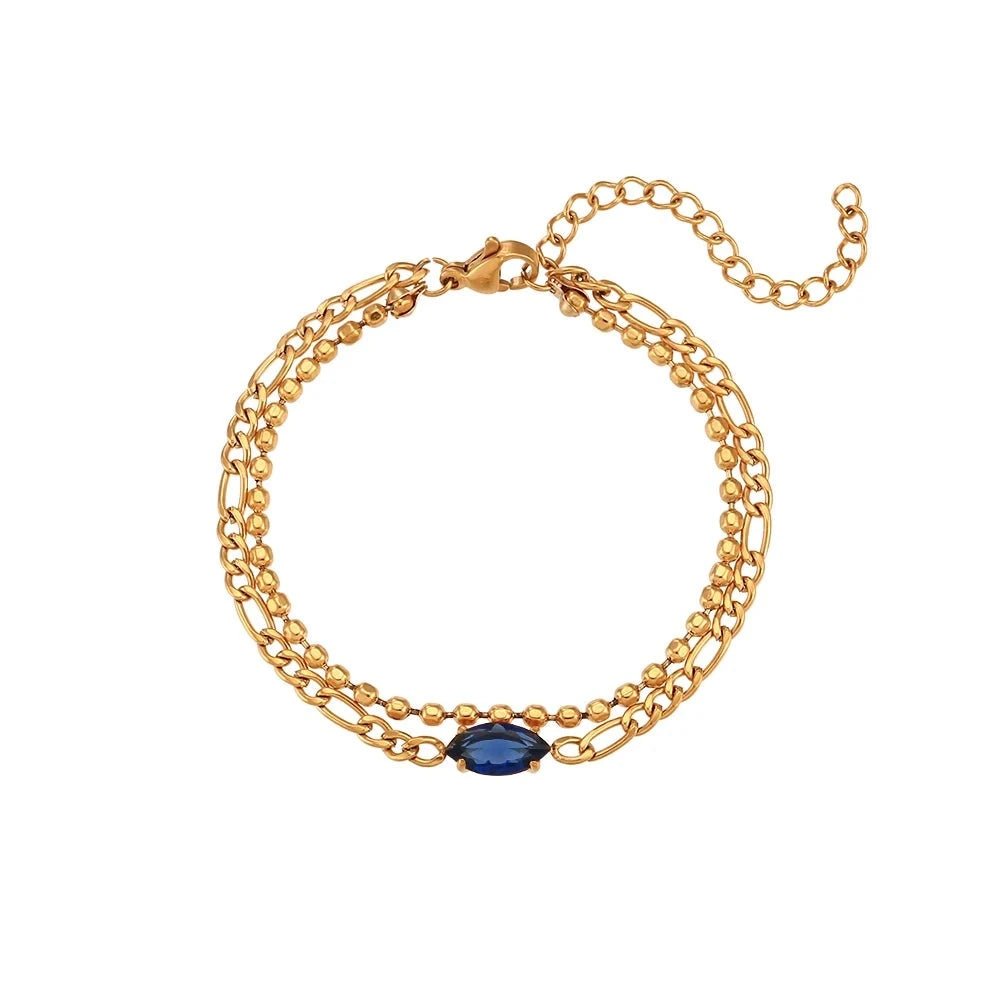 Zircon Double Layer Chain Bracelet - Zafinne Jewelry