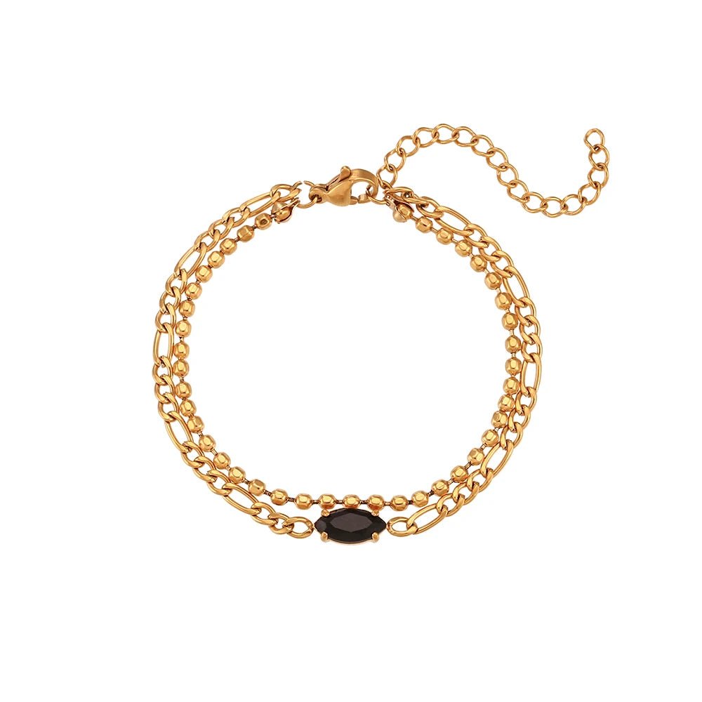 Zircon Double Layer Chain Bracelet - Zafinne Jewelry