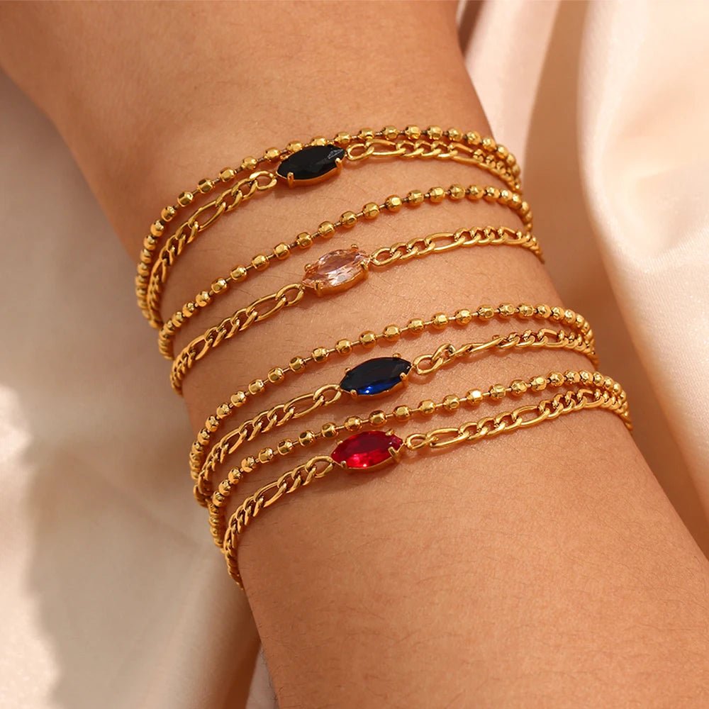 Zircon Double Layer Chain Bracelet - Zafinne Jewelry