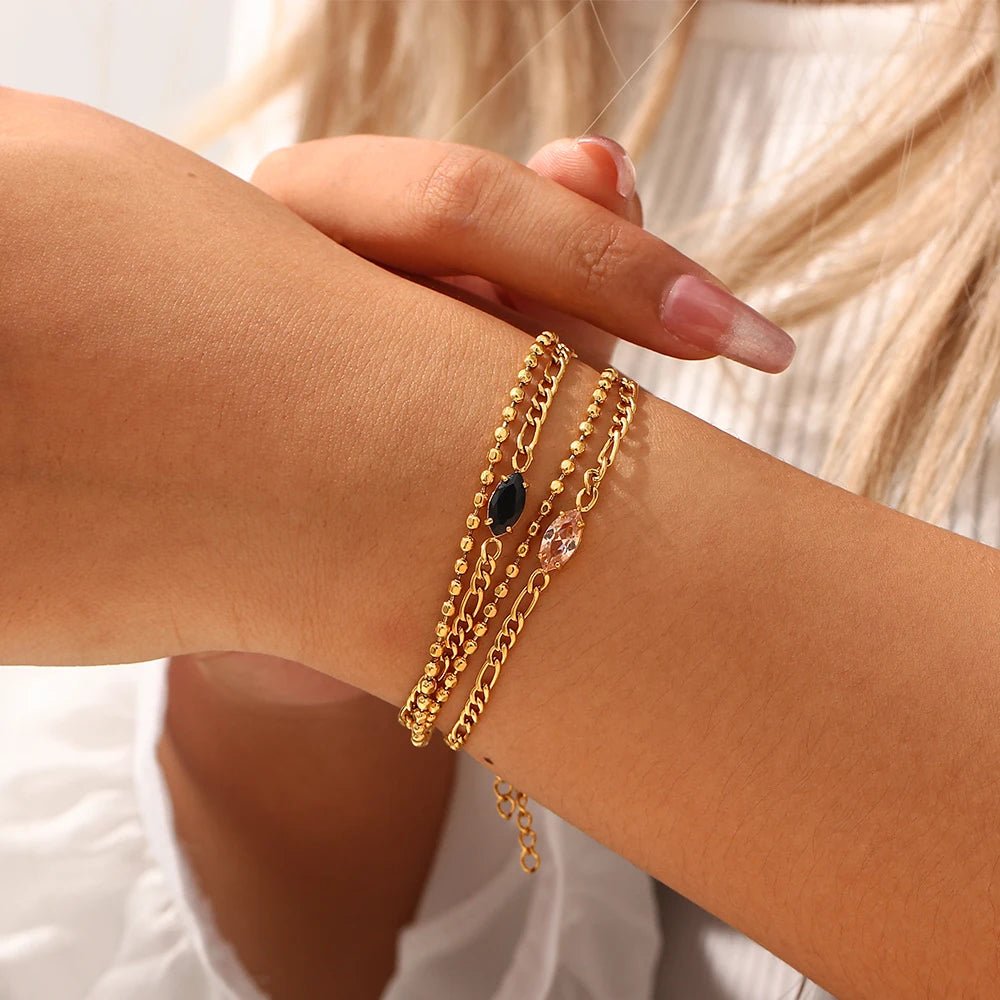 Zircon Double Layer Chain Bracelet - Zafinne Jewelry