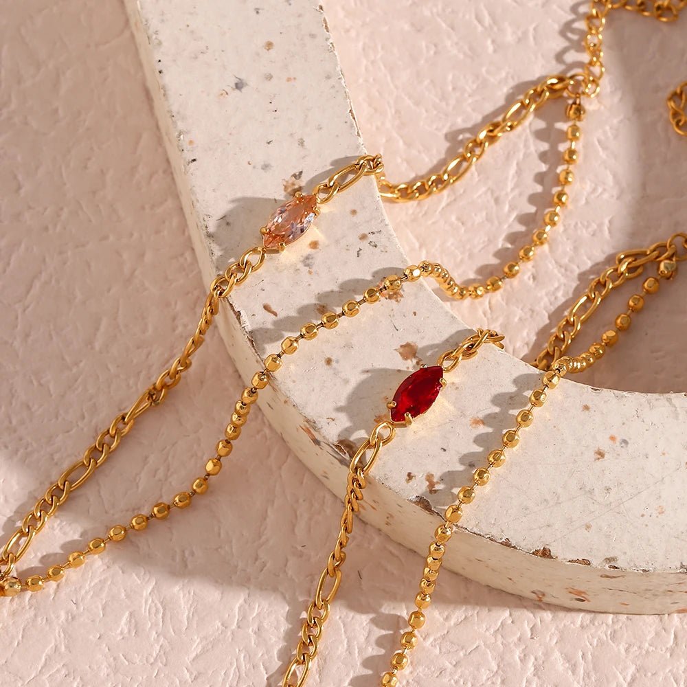 Zircon Double Layer Chain Bracelet - Zafinne Jewelry