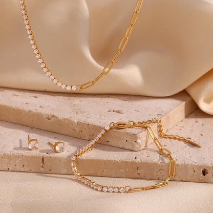 Alira Zircon Tennis Chain Necklace - Zafinne Jewelry