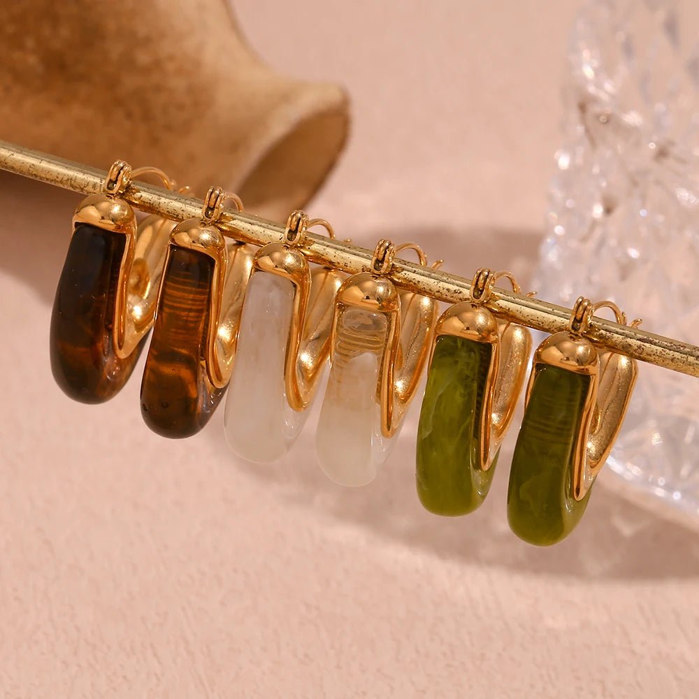 Amber V Shape Hoop Earring - Zafinne Jewelry