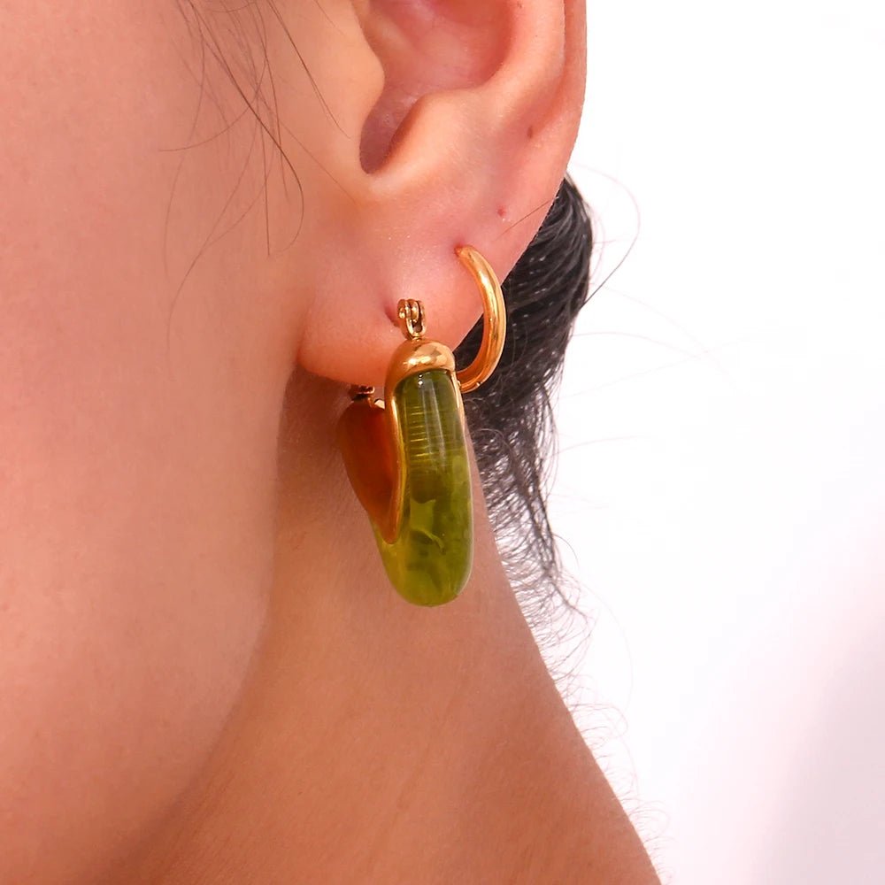 Amber V Shape Hoop Earring - Zafinne Jewelry