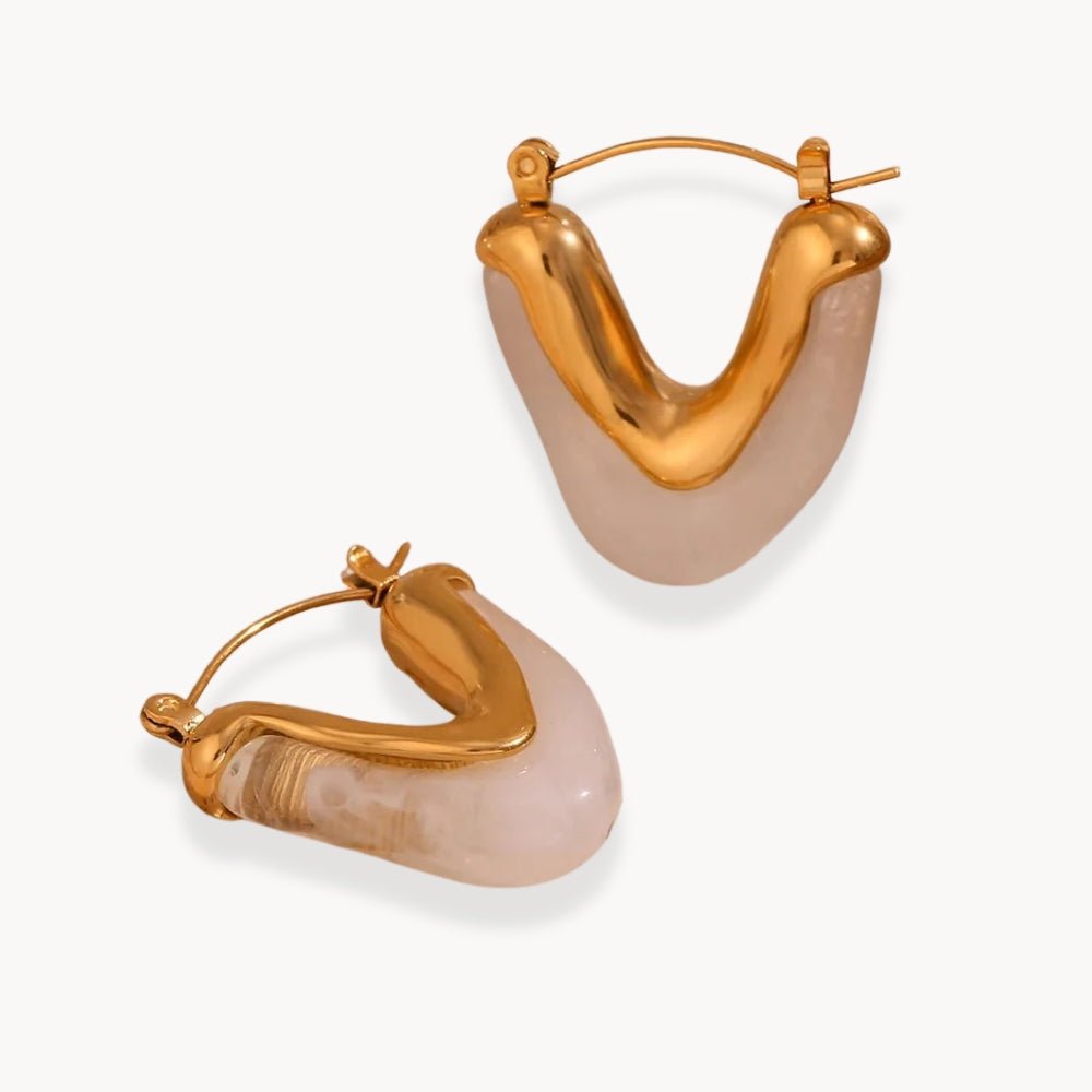 Amber V Shape Hoop Earring - Zafinne Jewelry