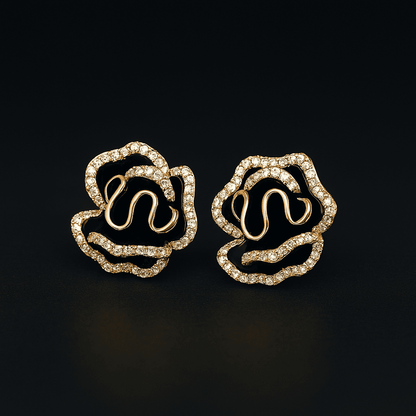 Black Camellia Flower Earrings - Zafinne Jewelry