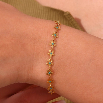 Blue Flower Chain Bracelet - Zafinne Jewelry