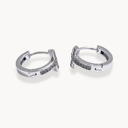 Celeste Cross Hoop Earrings - Zafinne Jewelry
