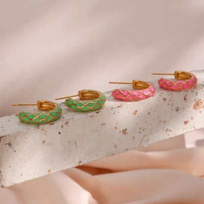 Colorful Enamel Shaped Hoop Earrings - Zafinne Jewelry