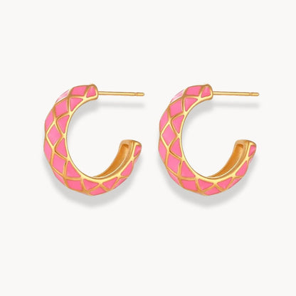 Colorful Enamel Shaped Hoop Earrings - Zafinne Jewelry