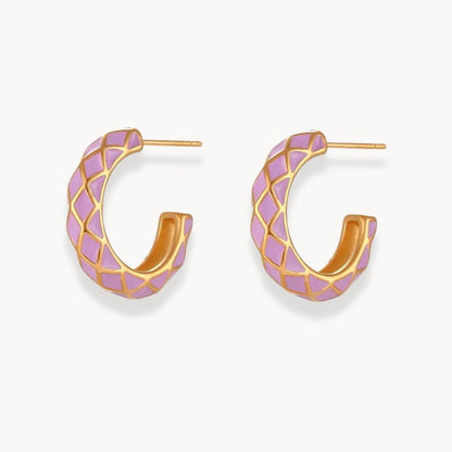 Colorful Enamel Shaped Hoop Earrings - Zafinne Jewelry
