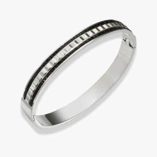 Crystal Black and White Bangle Bracelet - Zafinne Jewelry
