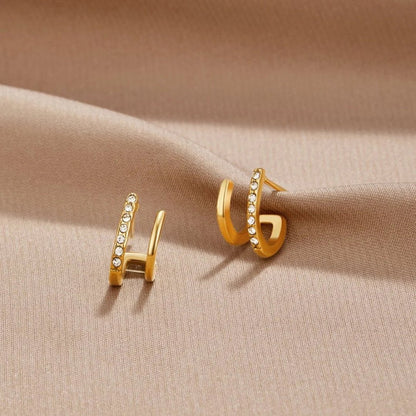 Crystal Double Earrings - Zafinne Jewelry