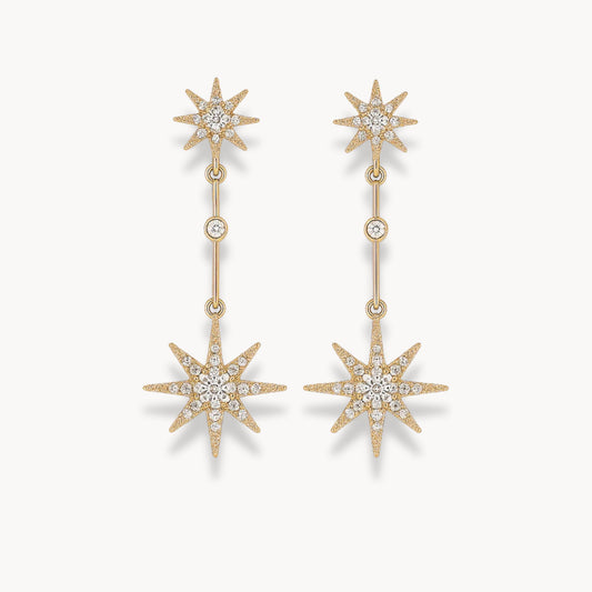 Crystal Star Long Earrings - Zafinne Jewelry