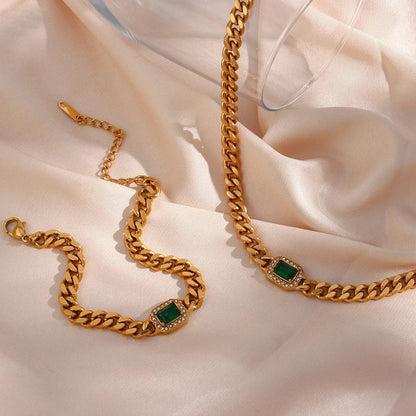 Cubic Zirconia Cuban Chain Bracelet - Zafinne Jewelry