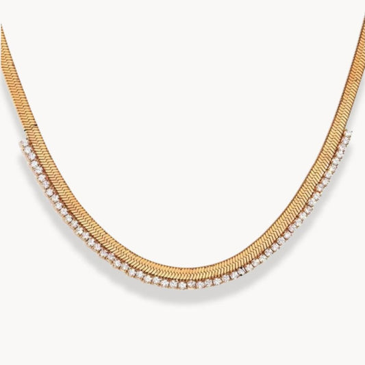 Cubic Zirconia Herringbone Necklace - Zafinne Jewelry