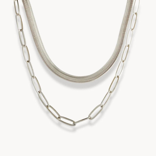 Double Layer Snake Chain Necklace - Zafinne Jewelry