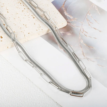 Double Layer Snake Chain Necklace - Zafinne Jewelry