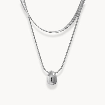 Double Layer Snake Drop Pendant Necklace - Zafinne Jewelry