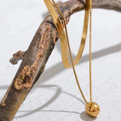 Double Layer Snake Drop Pendant Necklace - Zafinne Jewelry