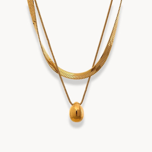 Double Layer Snake Drop Pendant Necklace - Zafinne Jewelry