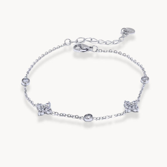 Elena Dainty Zircon Clover Bracelet - Zafinne Jewelry