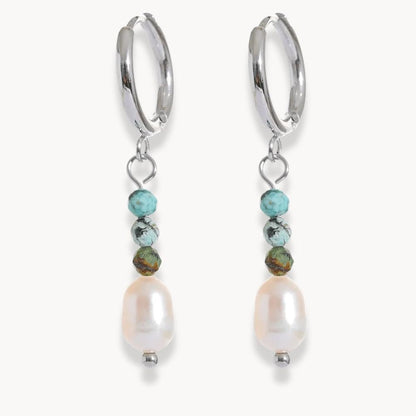 Freshwater Pearl Drop Hoop Earrings - Zafinne Jewelry