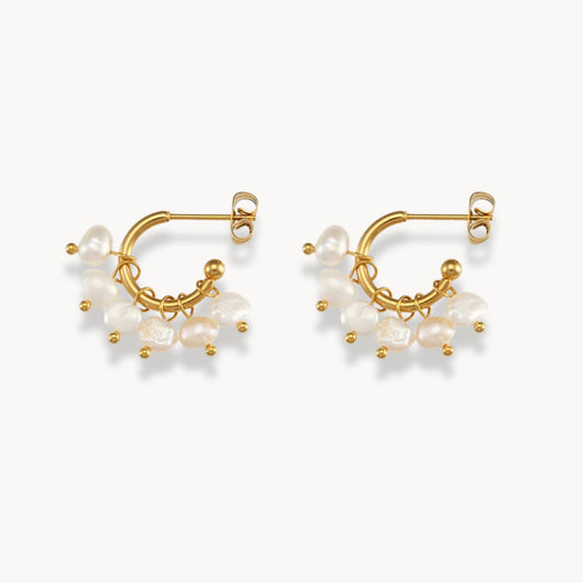 Freshwater Pearl Pendant Hoop Earrings - Zafinne Jewelry