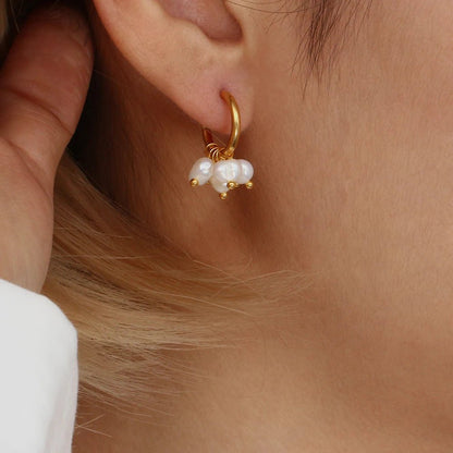 Freshwater Pearl Pendant Hoop Earrings - Zafinne Jewelry