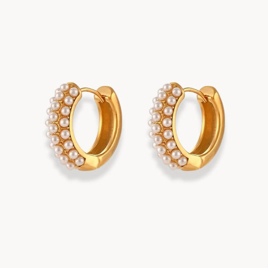 Half Pearls Hoop Earrings - Zafinne Jewelry