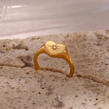 Heart North Star Ring - Zafinne Jewelry