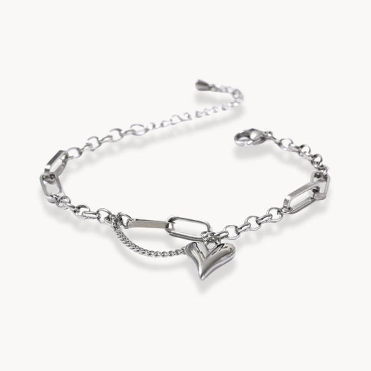 Heart Pendant Chain Bracelet - Zafinne Jewelry