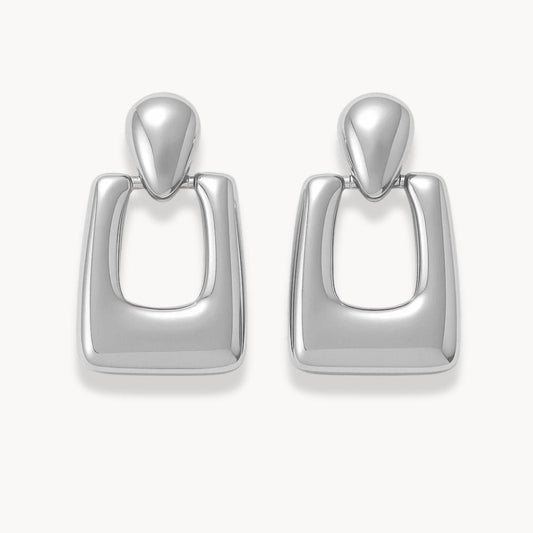 Hollow Rectangular Drop Earrings - Zafinne Jewelry