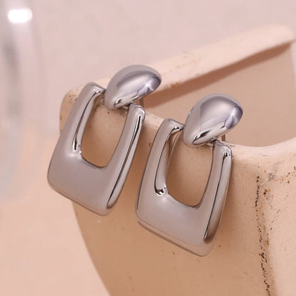 Hollow Rectangular Drop Earrings - Zafinne Jewelry