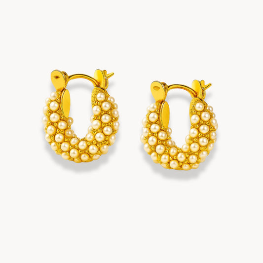 Hoop Vintage Pearls Earrings - Zafinne Jewelry